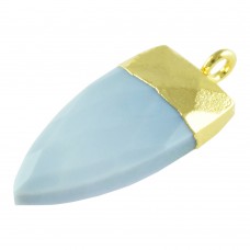 Blue opal dagger shape electro gold plated gemstone charm pendant